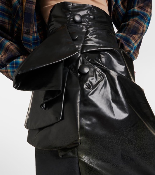 High-rise draped midi skirt