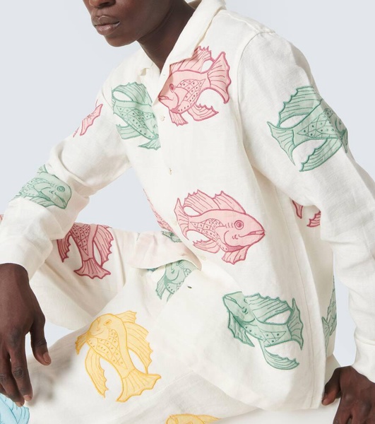 Piscine appliqué linen shirt