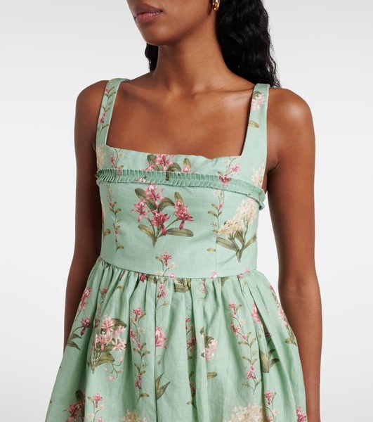 Hierbabuena floral linen minidress