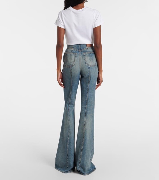 Faded high-rise bootcut jeans