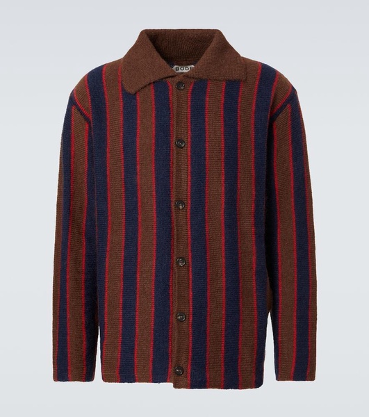 Striped mohair-blend cardigan