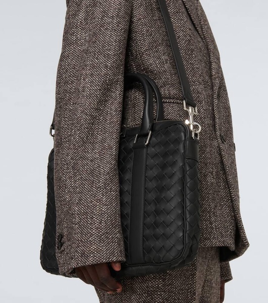 Intrecciato leather briefcase
