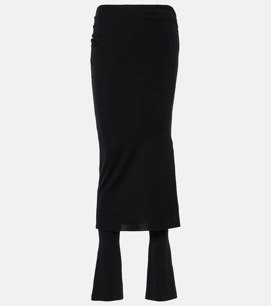 Ruched wool-blend skirt pants