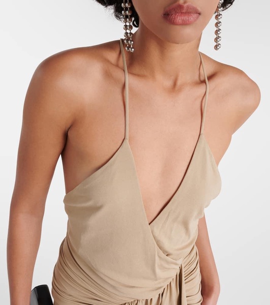 Draped ruffled wrap dress