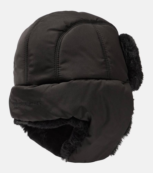 Faux fur-trimmed hat