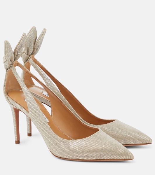 Bow Tie 85 metallic canvas pumps