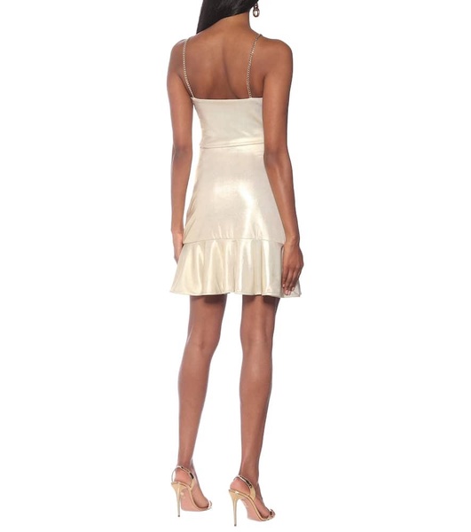 Ruffle-trimmed lamé miniskirt