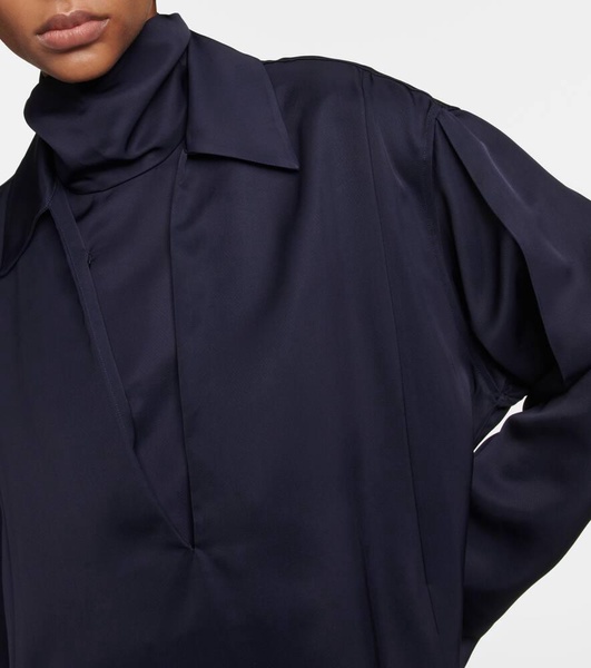 High-neck satin minidress