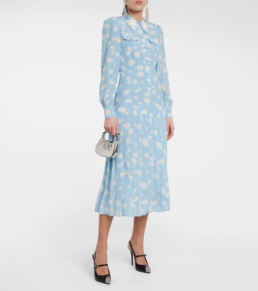 Floral silk shirt dress