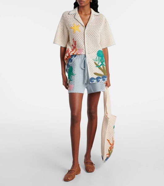 Splash embroidered cotton shorts