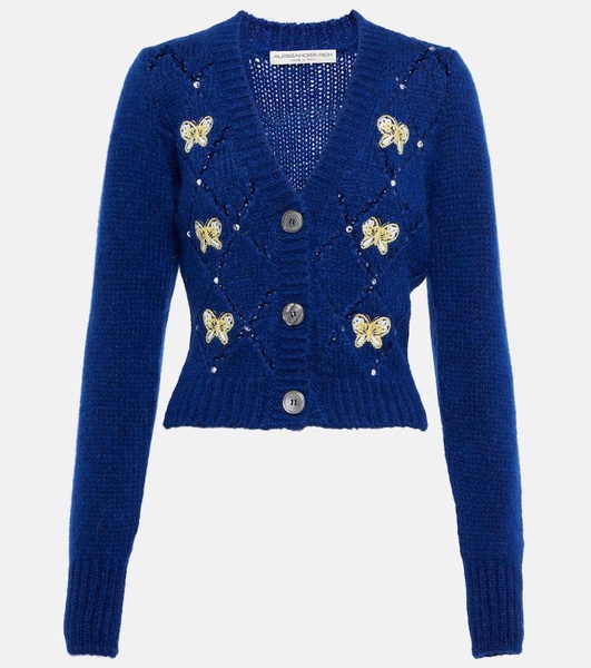 Embellished alpaca wool-blend cardigan