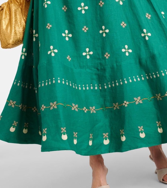 Bel Mar Esmeralda embroidered maxi skirt