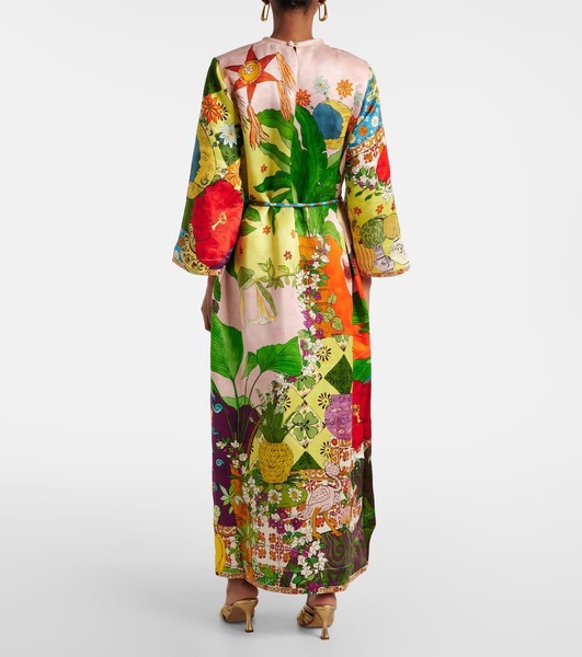 Tiger silk-blend midi dress