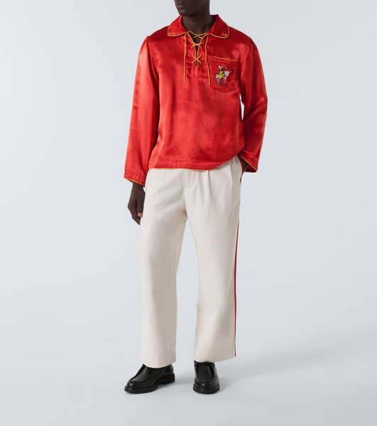 Skunk Tail cotton wide-leg pants