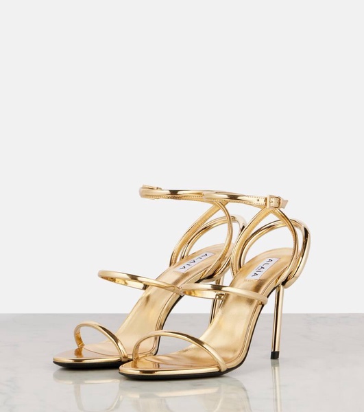 Strappy metallic leather sandals