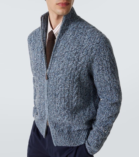 Regent cable-knit cashmere zip-up sweater