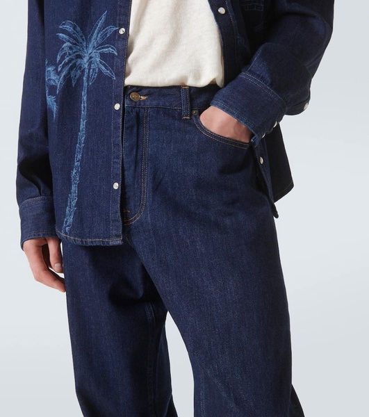 Jungle printed straight jeans