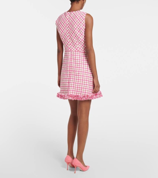 Fringe-trimmed tweed minidress