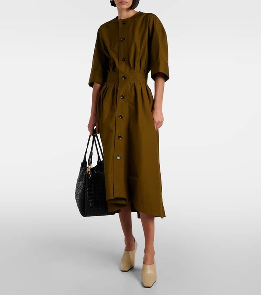 Cotton canvas shirt dress