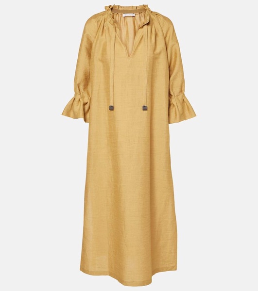 Jene linen and silk-blend shirt dress