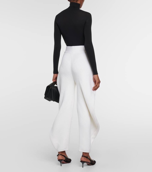 High-rise knit barrel-leg pants