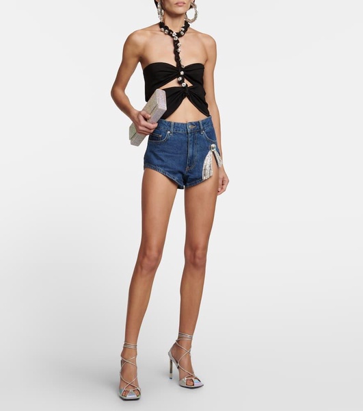 Chain-link embellished halter top