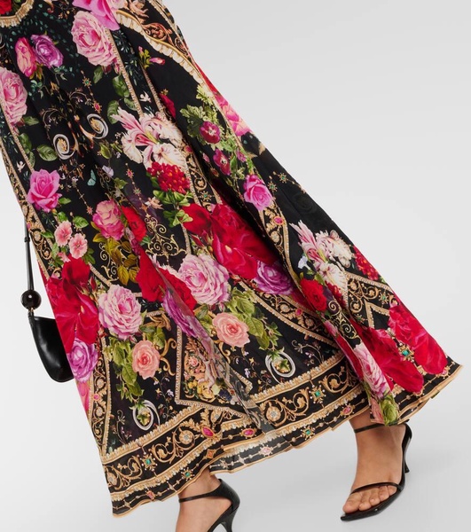 Floral printed silk maxi dress 