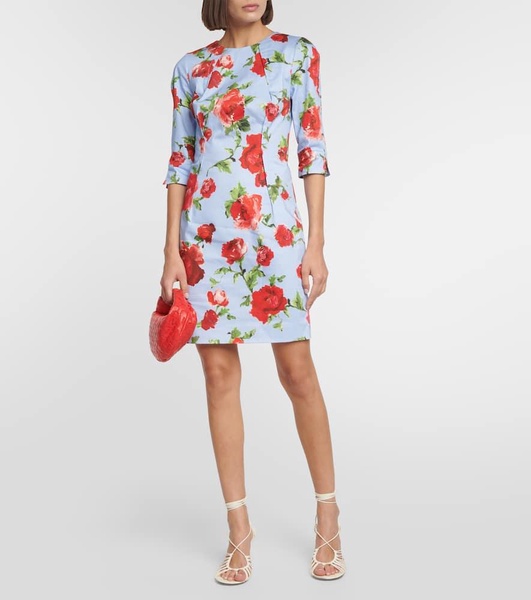 Printed cotton-blend mini dress