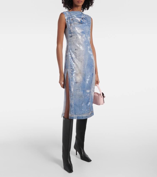 Sequined printed midi dress