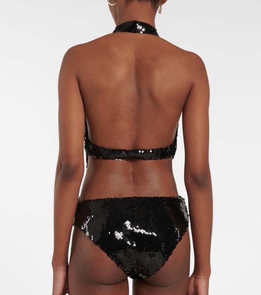 Sequined halterneck bodysuit