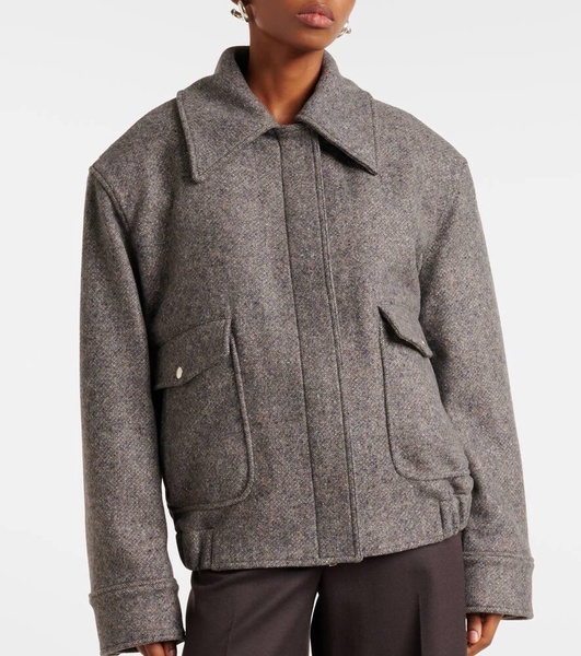 Faux fur-trimmed wool-blend jacket