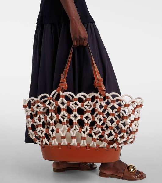 Squillo leather-trimmed tote bag