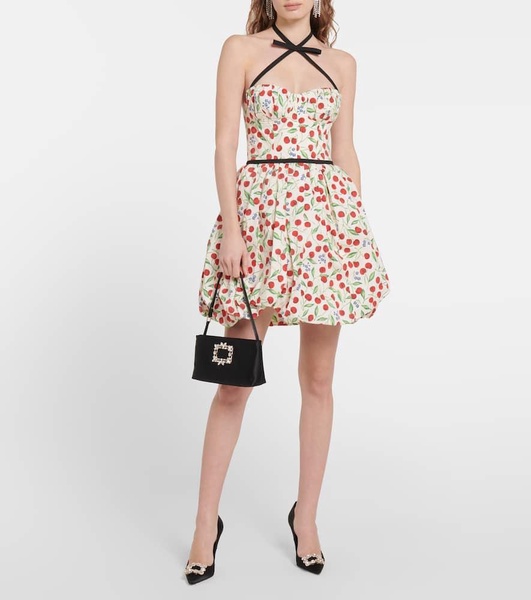 Printed cotton-blend minidress