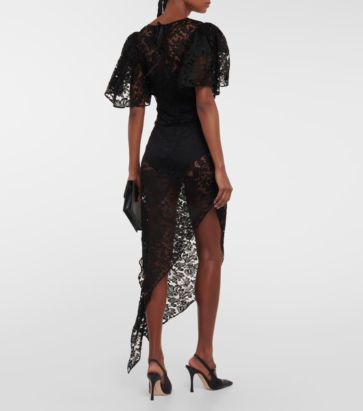Asymmetric lace midi dress