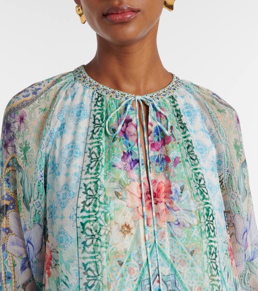 Crystal-embellished silk maxi dress