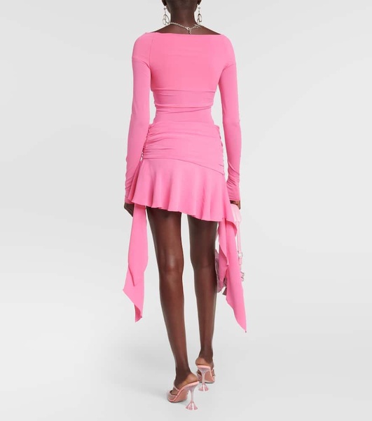 Ruffled jersey miniskirt