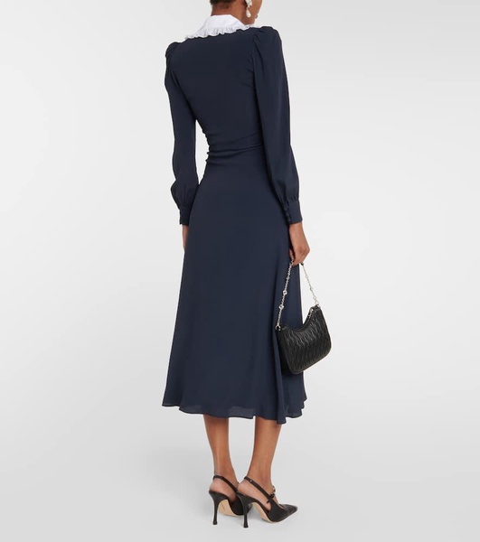 Collared silk-blend midi dress