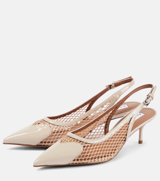 Le Cœur fishnet leather slingback pumps