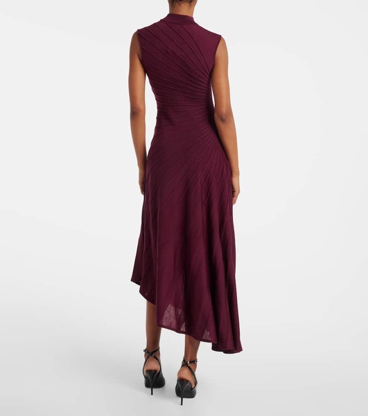 Asymmetric virgin wool midi dress