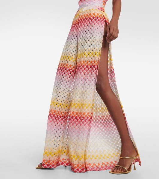 Printed pointelle palazzo pants