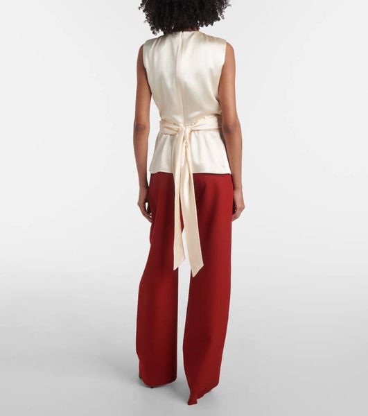 Tizzy belted gathered silk top
