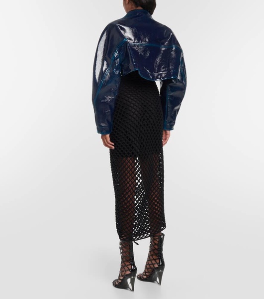 Coated wool cropped jacket
