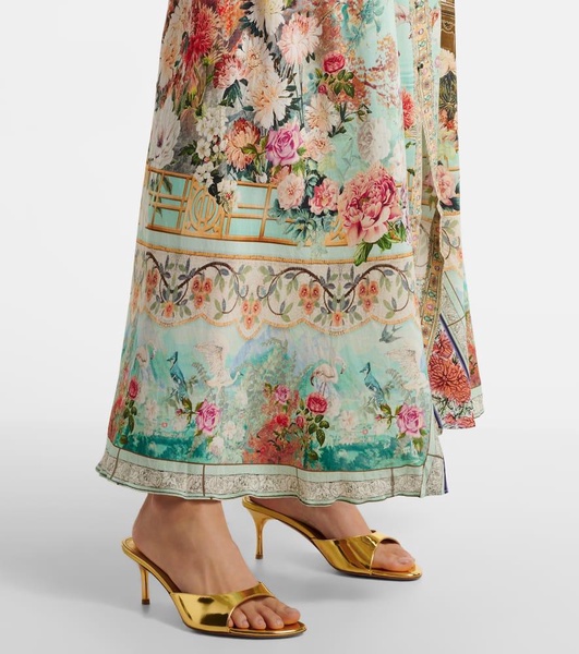 Floral embellished silk maxi dress