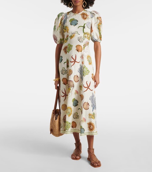 Sea linen midi dress