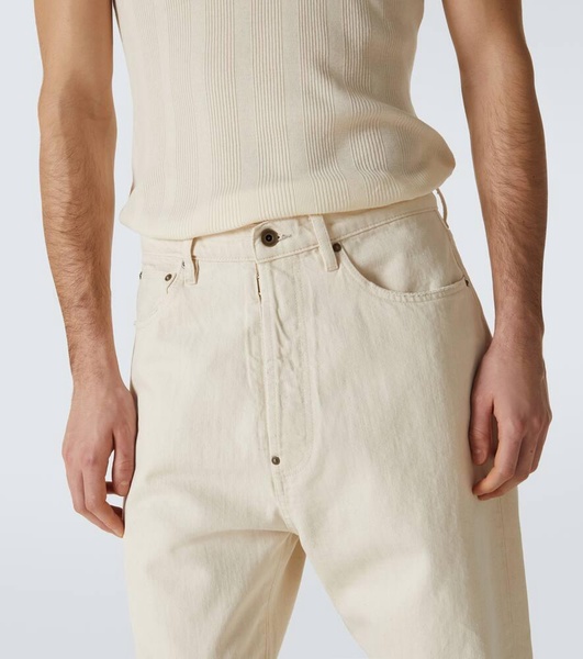 Buckle-detail mid-rise straight jeans