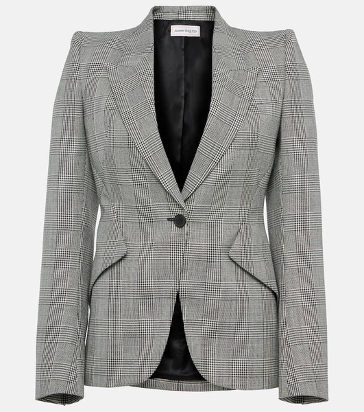 Houndstooth wool blazer