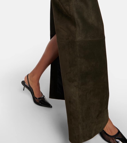 Suede maxi skirt