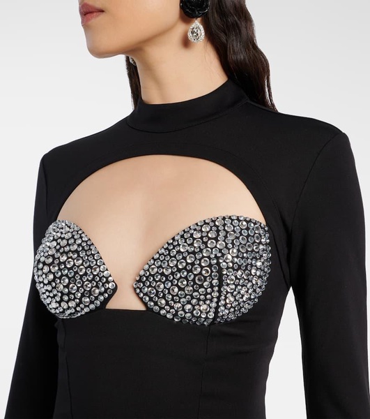 Embellished cutout ponte jersey minidress