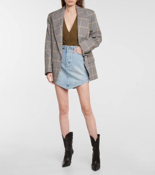 Asymmetric denim miniskirt