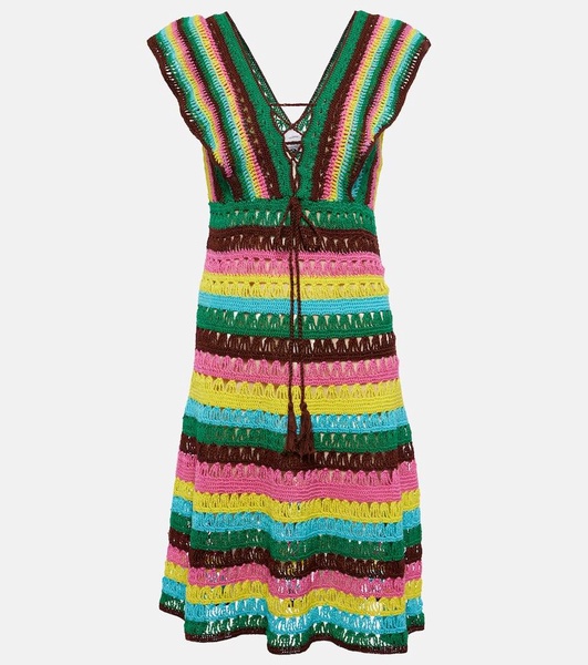 Striped crochet cotton minidress
